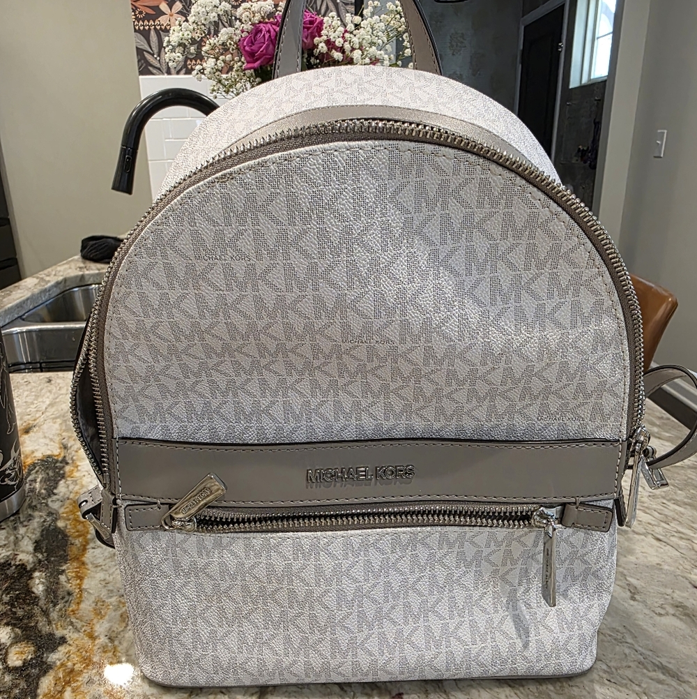 Michael Kors Light Gray Monogram Backpack